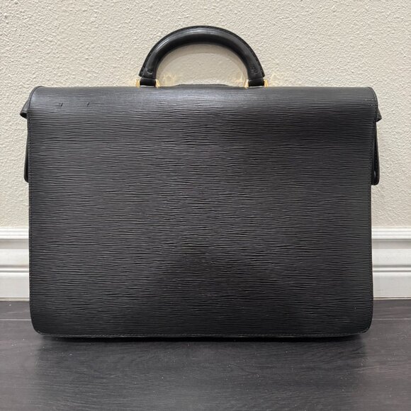 Louis Vuitton Black Epi Serviette Fermoir Briefcase - Picture 2 of 16